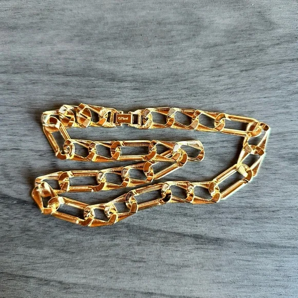 Monet Gold and Red Chain Necklace - Picture 6 of 6